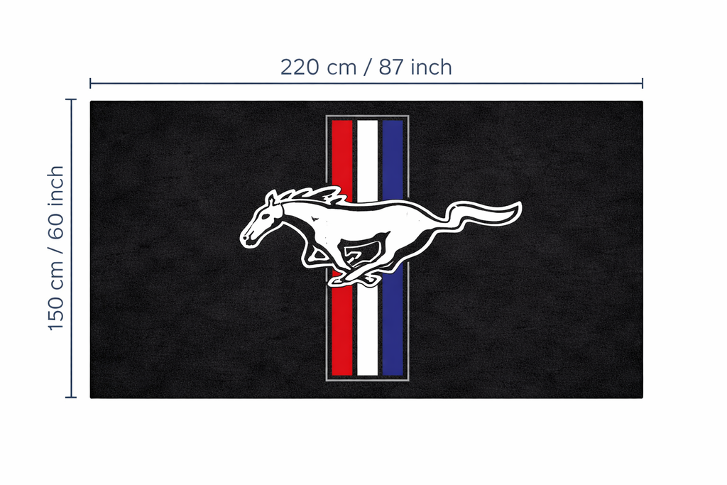 Mustang Tri-Bar Garage Mat | Premium Logo Rug 5x7 ft