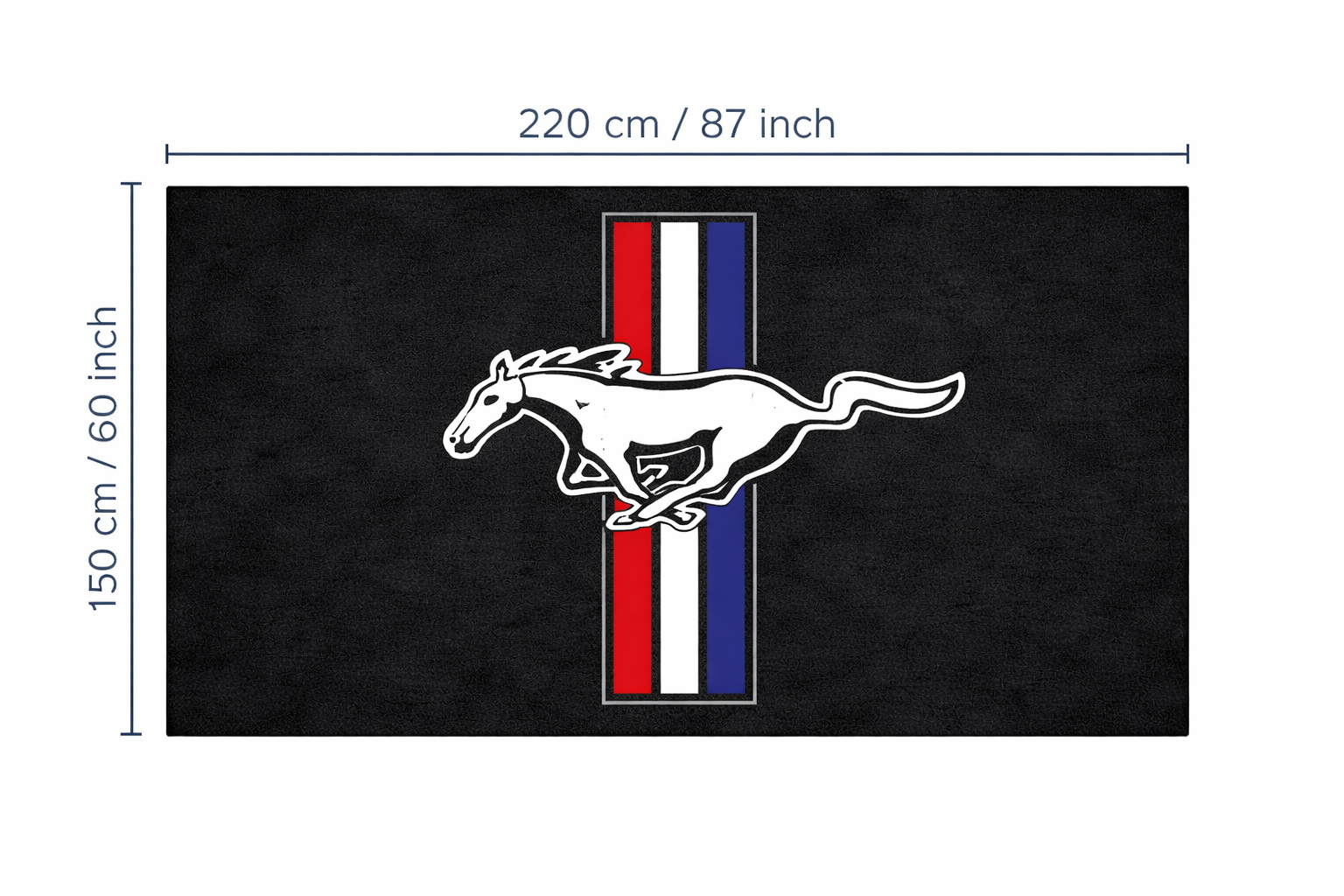 Mustang Tri-Bar Garage Mat | Premium Logo Rug 5x7 ft