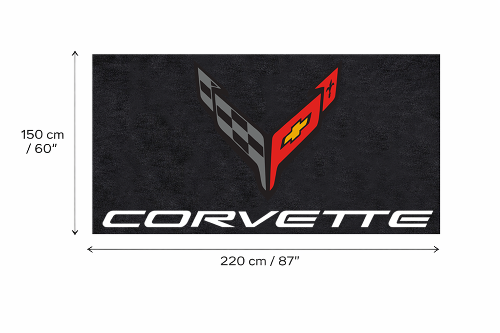 Corvette C8 Garage Mat | Premium Logo Rug 5x7 ft