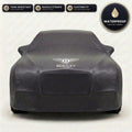 Black Bentley outdoor car cover, waterproof and custom fit, with printed Bentley logo