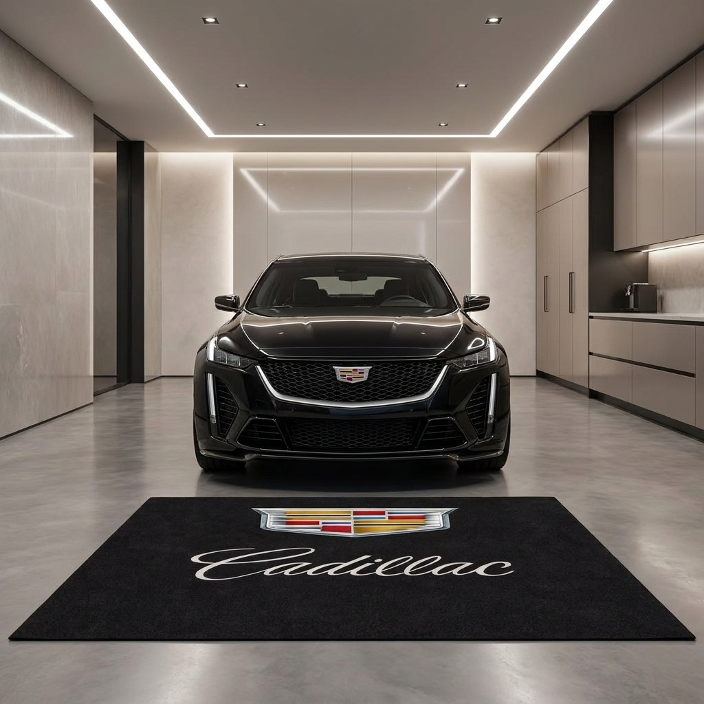 Cadillac garage mat premium logo rug 5x7 ft – Luxe Garage Lab