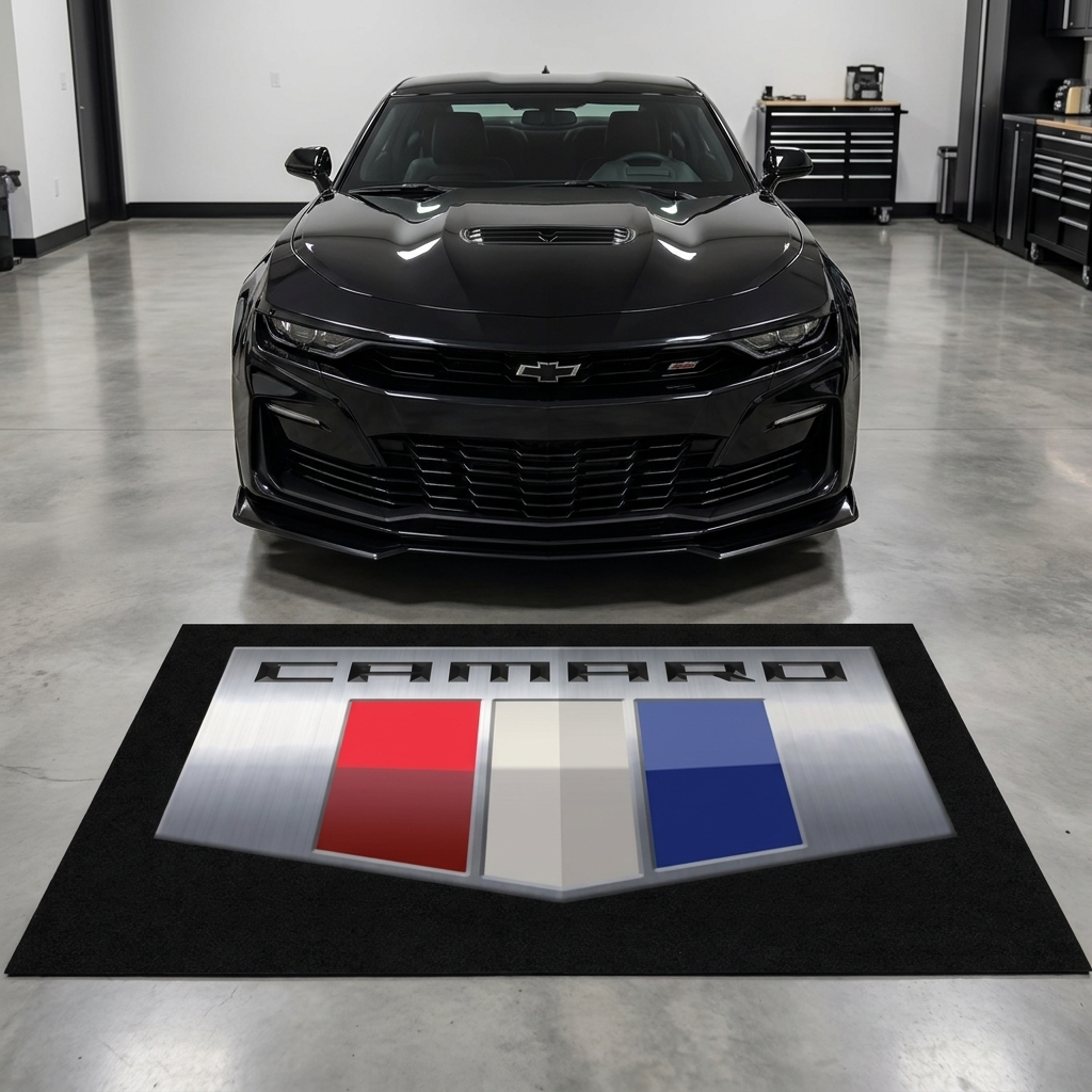 Camaro garage mat premium logo rug 5x7 ft – Luxe Garage Lab