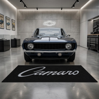 Camaro script garage mat premium logo rug 5x7 ft – Luxe Garage Lab