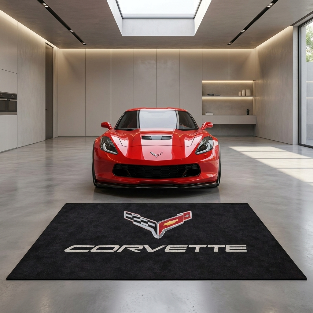 Corvette C7 garage mat premium logo rug 5x7 ft – Luxe Garage Lab