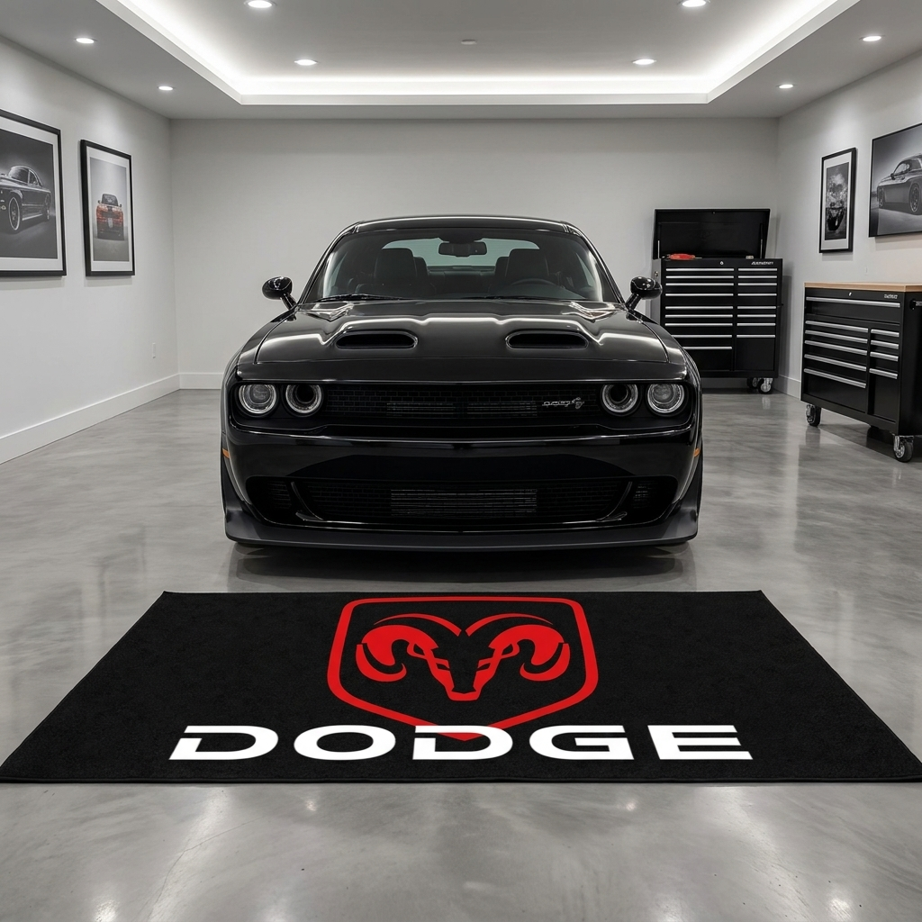 Dodge garage mat premium logo rug 5x7 ft – Luxe Garage Lab