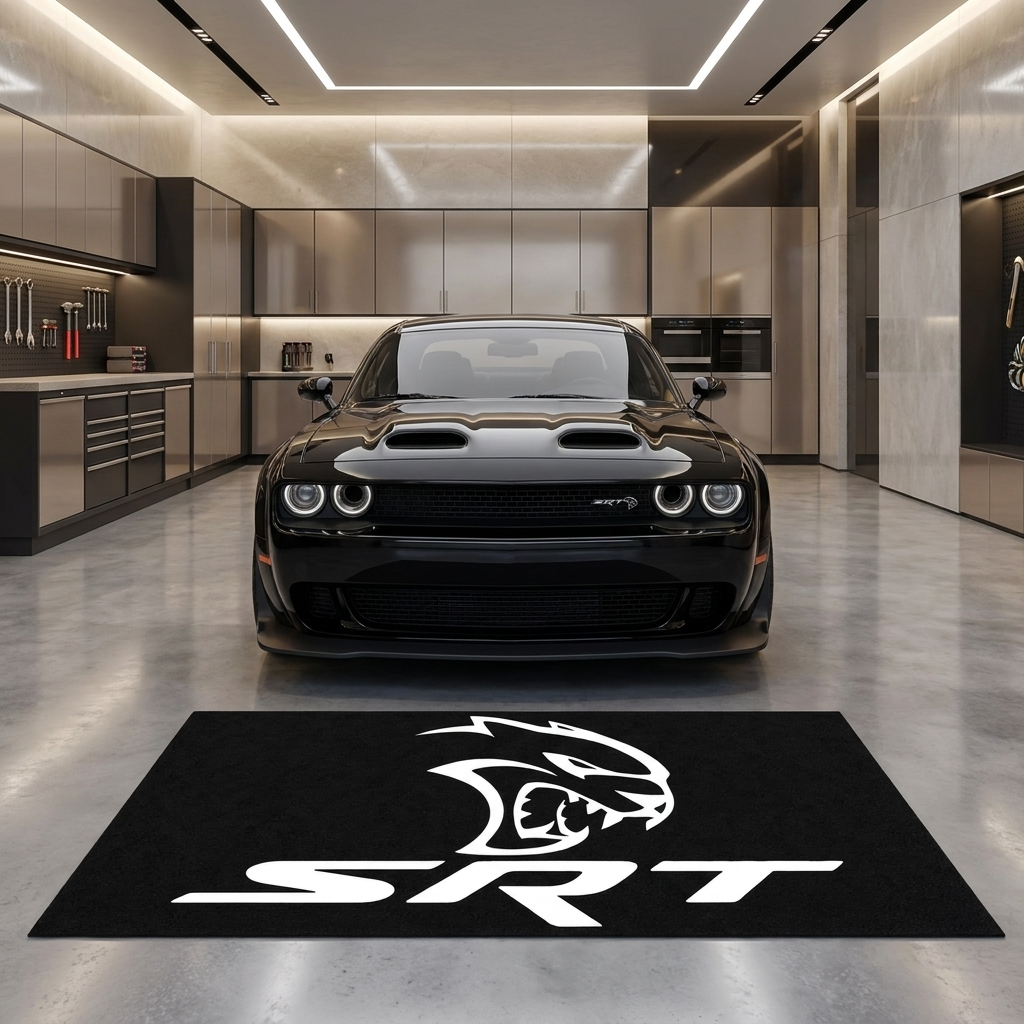 Dodge SRT Hellcat garage mat premium logo rug 5x7 ft – Luxe Garage Lab