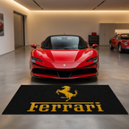 Ferrari gold edition garage mat premium logo rug 5x7 ft black – Luxe Garage Lab