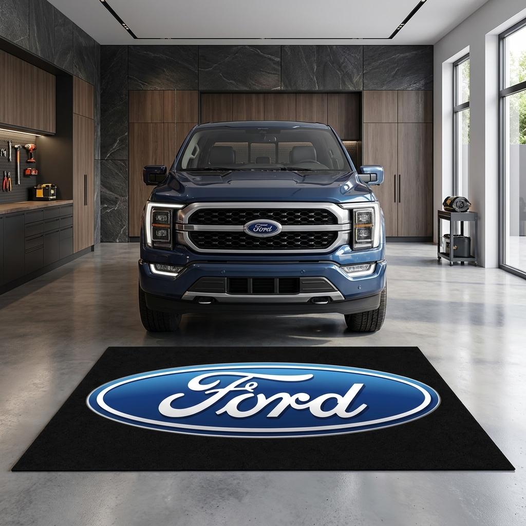 Ford garage mat premium logo rug 5x7 ft – Luxe Garage Lab