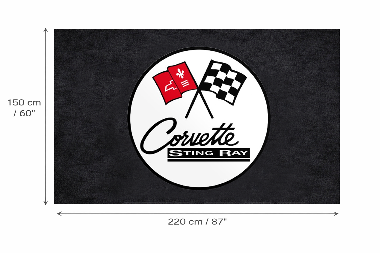 Corvette Sting Ray Garage Mat | Premium Logo Rug 5x7 ft