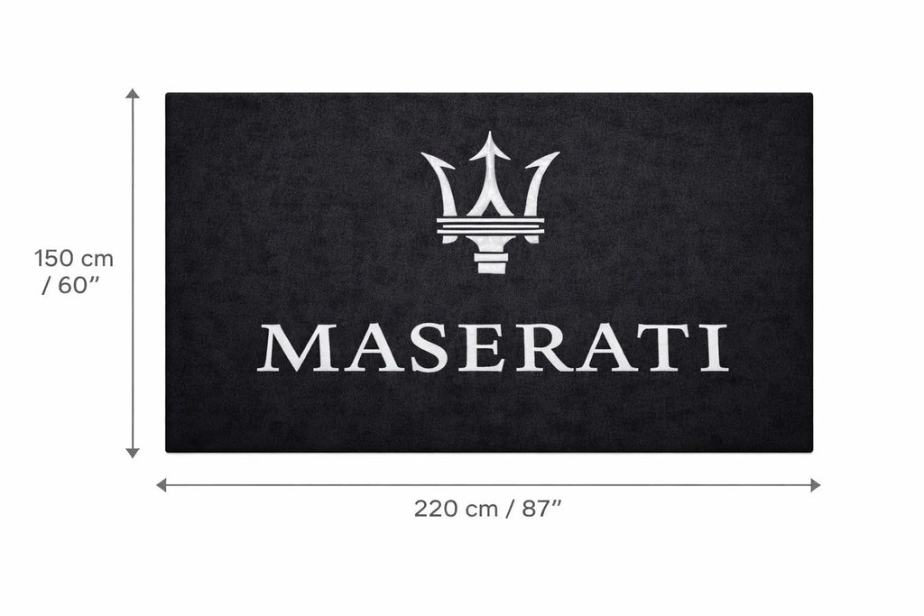 Maserati Garage Mat | Premium Logo Rug 5x7 ft