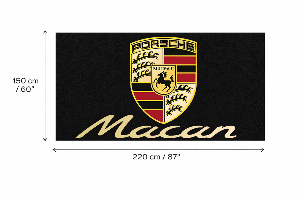 Porsche Macan Garage Mat | Premium Logo Rug 5x7 ft