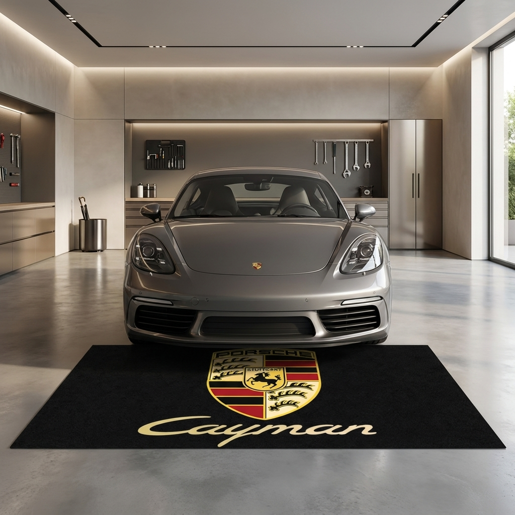 Porsche Cayman garage mat premium logo rug 5x7 ft – Luxe Garage Lab