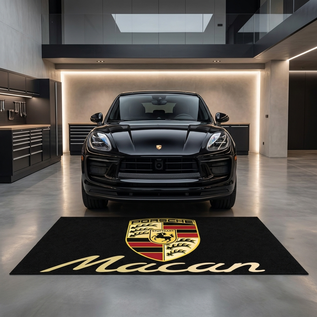 Porsche Macan garage mat premium logo rug 5x7 ft – Luxe Garage Lab