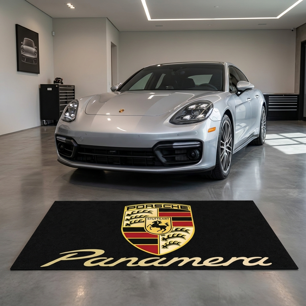 Porsche Panamera garage mat premium logo rug 5x7 ft – Luxe Garage Lab