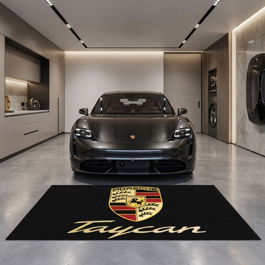 Porsche Taycan garage mat premium logo rug 5x7 ft – Luxe Garage Lab