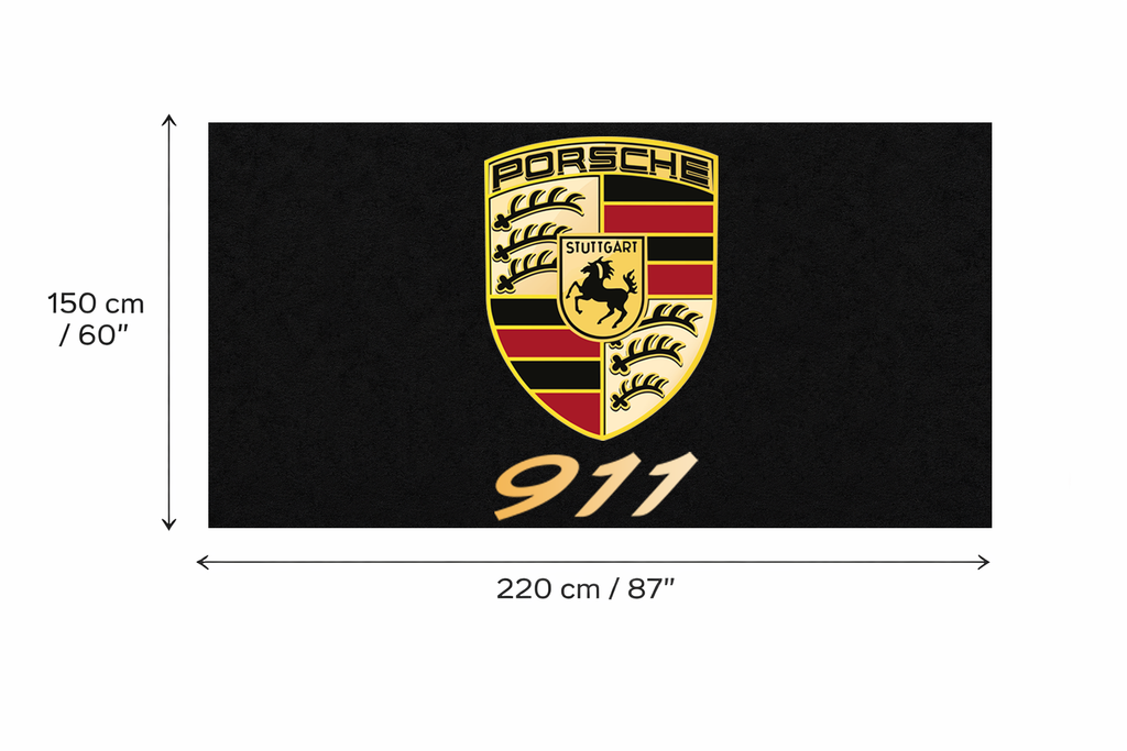 Porsche 911 Garage Mat | Premium Logo Rug 5x7 ft