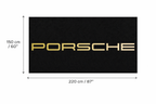 Porsche Wordmark Gold Garage Mat | Premium Logo Rug 5x7 ft