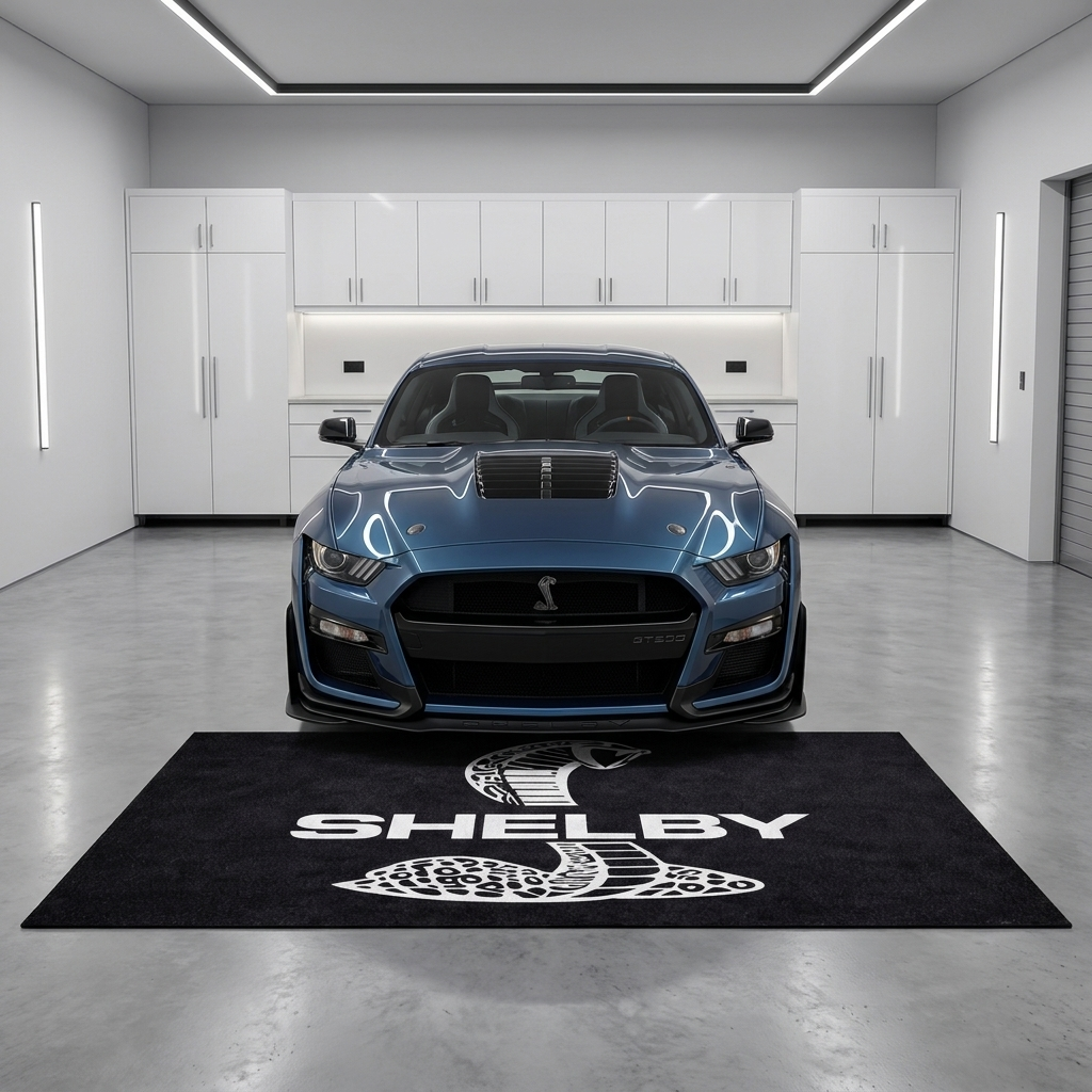 Shelby garage mat premium logo rug 5x7 ft – Luxe Garage Lab