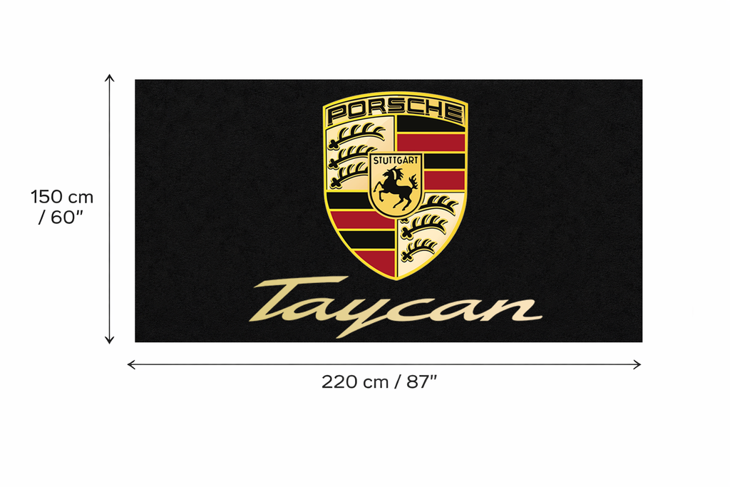 Porsche Taycan Garage Mat | Premium Logo Rug 5x7 ft
